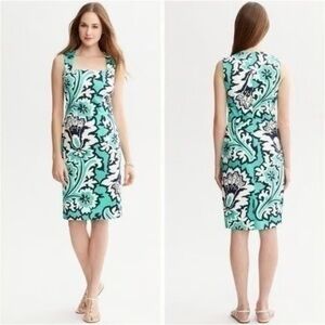 Banana Republic MILLY COLLECTION EDEN ROCK PRINTED DRESS POOL GREEN DAMASK